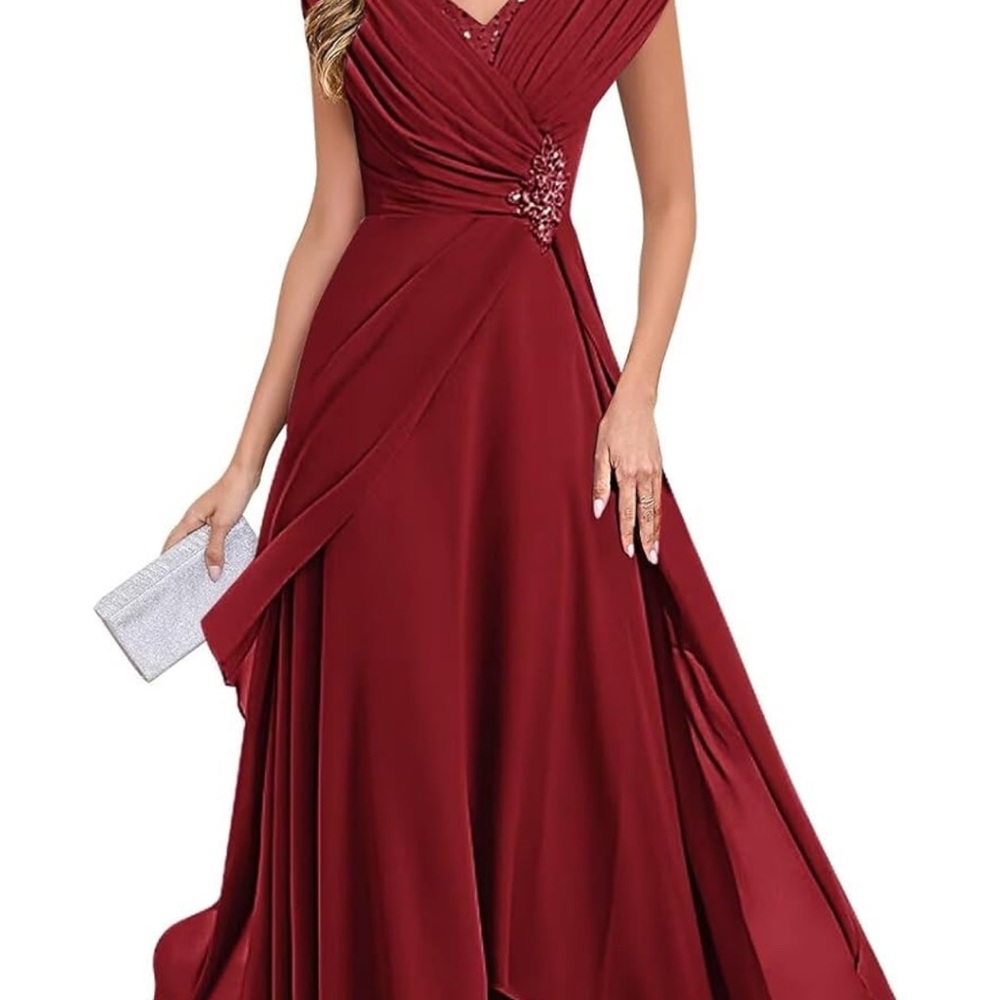Elegant Burgundy Evening Gown